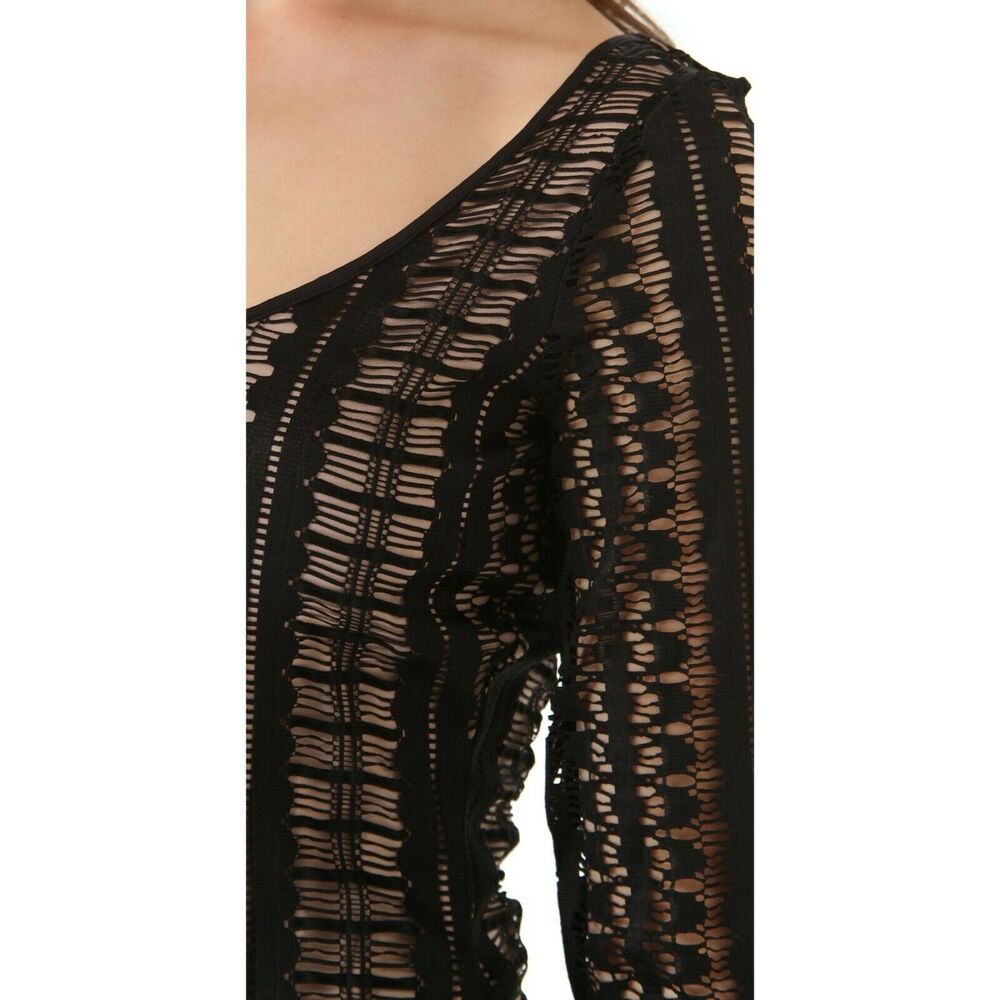 BCBG MAXAZRIA Tanya long sleeve black lace scoop neck bodycon dress Size XXS - Picture 7 of 11